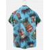 Men's Hawaiian Resort Tiki Mask Short Sleeve Shirt