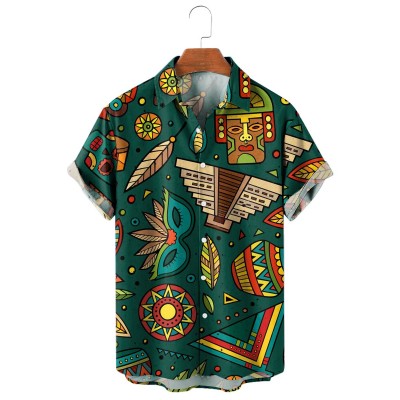 Men's Mexican Cactus Resort Style Hawaiian Short Sleeve Shirt