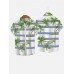 Strip and Coconut Tree Printing Men's Short Sleeve Shirt