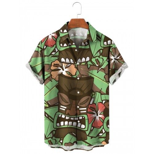 Men's Tiki Tropical Hawaiian Short Sleeve Shirt