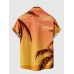 Full-Print Burning Nightfall and Coconut Trees Printing Men's Short Sleeve Shirt