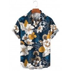 Men's Hawaiian Vacation Casual Floral Short Sleeve Shirt